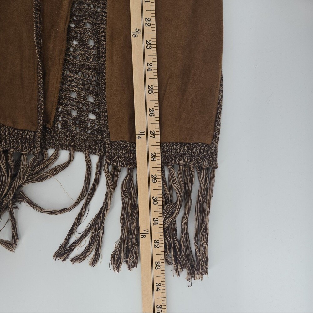 Maurice Women Vest S Brown Fringe Suede Crochet Boho Chic Festival Hippie Artist - Picture 9 of 10